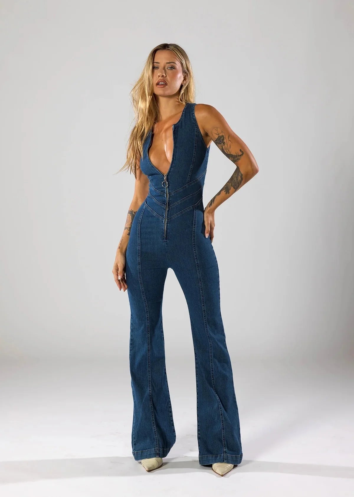 LILY|DENIM JUMPSUIT - Velvet-Rose London